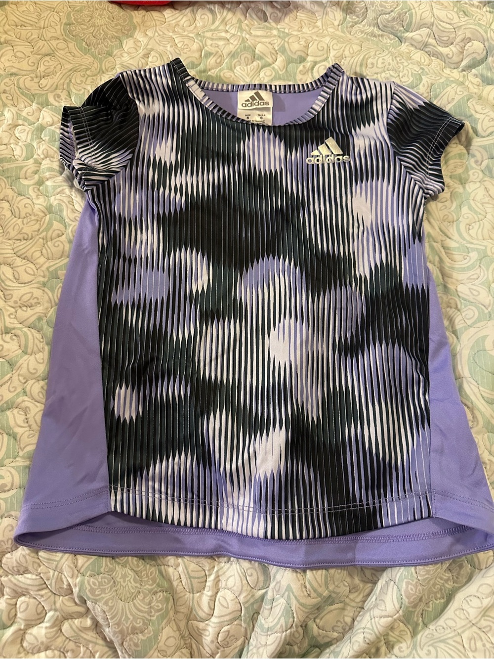 adidas Purple and Black Girls' Short Sleeve Active Tee